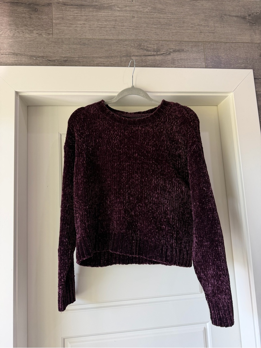 New Look Chenille Crewneck Sweater in Plum